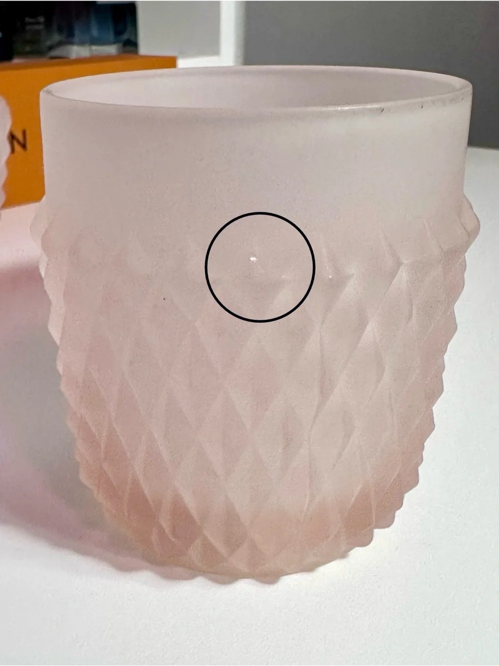 Vintage Blush Pink (frosted) Diamond Point pattern Glass Fairy Lamps - Set of 2